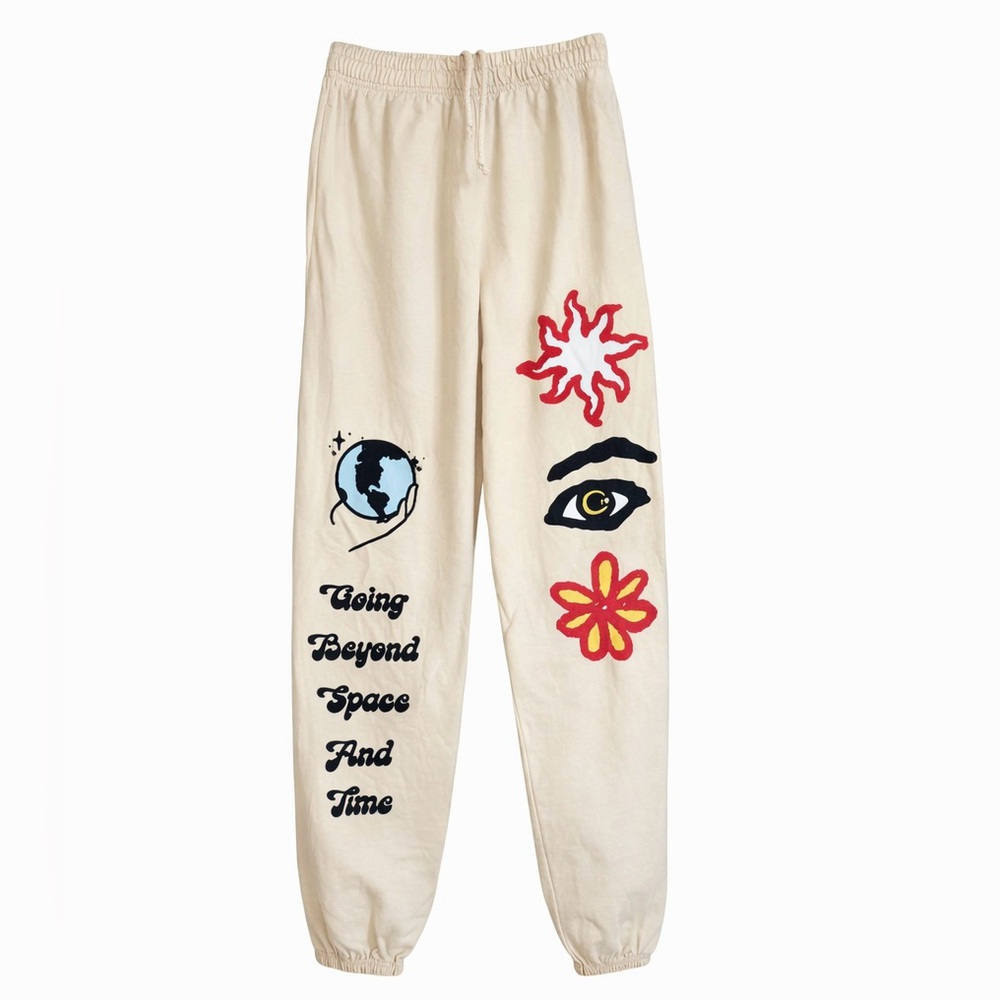 Unisex graphic cream sweatpants- Y2k streetwear